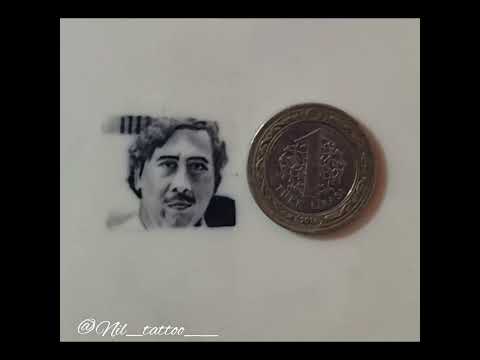 Size: 2×2.5   Minimal tattoo of Pablo Escobar's face تاتو ی مینی‌مال از پابلو اسکوبار