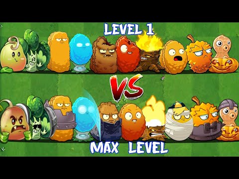 All NUT & DEFENSE Plants Level 1 vs Max Level - Who Will Win? - PVZ 2 Plant vs Plant