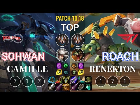 KT SoHwan Camille vs T1 Roach Renekton Top - KR Patch 10.18