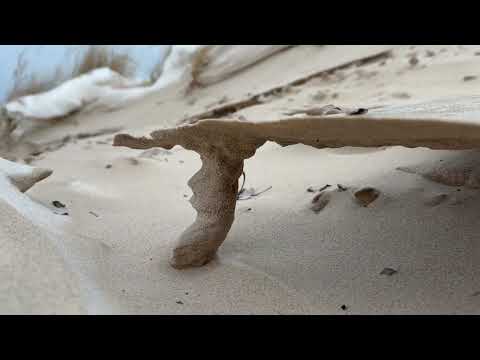 Sand Frozen Into Gravity-Defying Shapes During Cold Weather