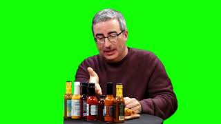 John Oliver "that is just an objectionable thing for humanity to do " Hot Ones green screen