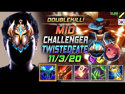 Challenger Twisted Fate MID vs Zoe - 챌린저 미드 트페 템트리 룬 만년서리 봉풀주 ツイステッド・フェイト Твистед Фэйт - KR 11.20