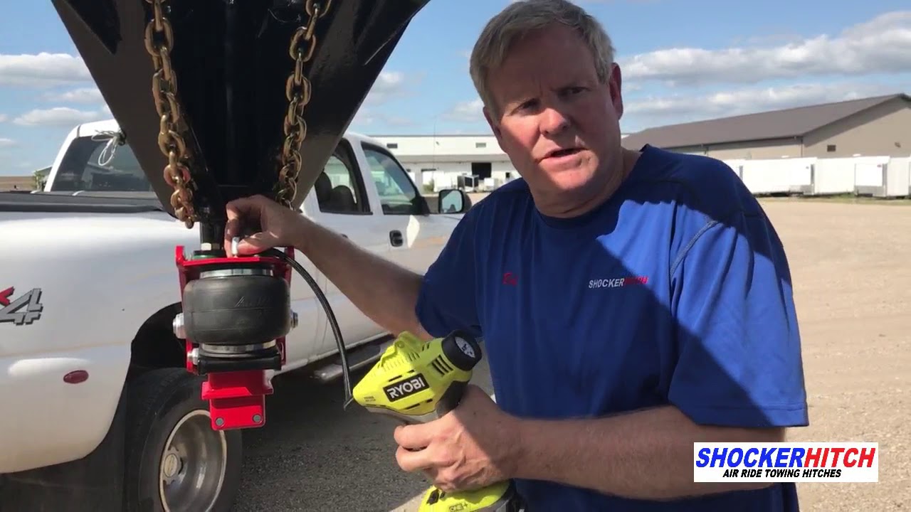 Setting air pressure on a Shocker Gooseneck Surge Air hitch