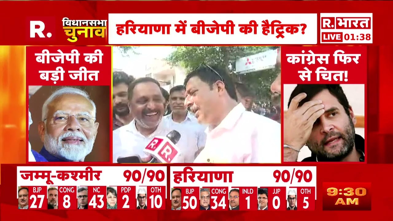Haryana रुझानों में बहुमत के बाद BJP कार्यकर्ताओं ने गुरुग्राम में मनाया जश्न! | R Bharat