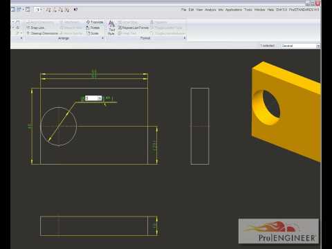 SolidWorks vs. Pro/ENGINEER (kostka, díra)