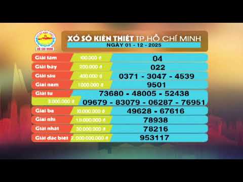 Xổ số kiến thiết TP.HCM || HTV1 || 1/12/2025
