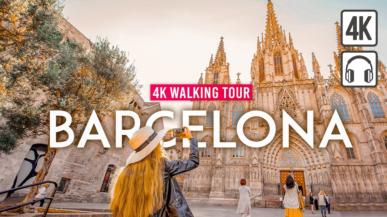 Immersive street-level walking tour through Barcelona Gothic Quarter, Spain, showcasing authentic urban landscapes, local architecture, and the vibrant atmosphere of the city's neighborhoods