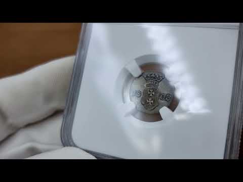 Wolne Miasto Gdańsk. 1 szeląg 1808 M, CZYSTE SREBRO, NGC MS63 (2 MAX)  | Aukcja 30 Niemczyk