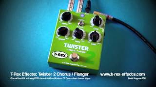 Video thumbnail for T-Rex Effects: Twister 2 CHORUS Only Demo (Stereo - Charvel to Kustom and Laney amps) by Brett Kingman