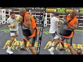 DAMN! GERVONTA DAVIS ALMOST HITS TRAINER WHILE RIPPING COMBINATIONS ON THE BODY SHIELD!