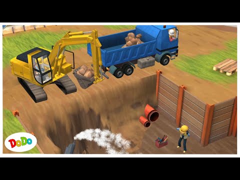 Bagger Kinder baggert Grube auf der Baustelle | Kinderspiele | Dodo