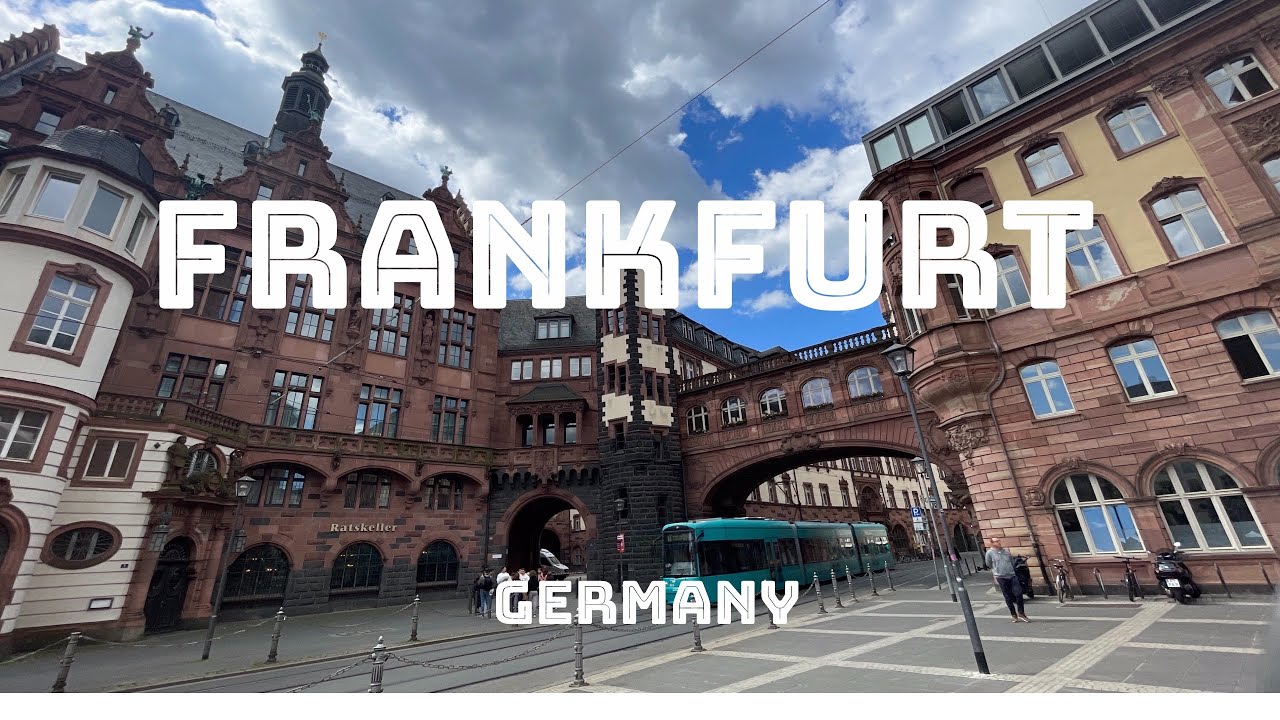 Immersive street-level walking tour through Frankfurt Romerberg, Germany, showcasing authentic urban landscapes, local architecture, and the vibrant atmosphere of the city's neighborhoods