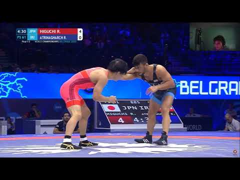 Higuchi (Japan) vs Atrinagharchi(Iran) 61kg Wrestling World Championships Reaction