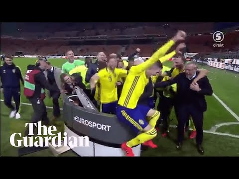 Sweden team crash TV broadcast celebrating place at World Cup