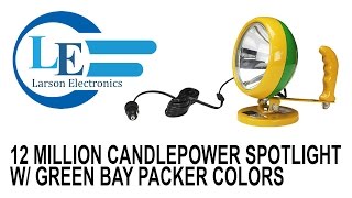 preview picture of video '12 Million Candlepower Spotlight w/ Green Bay Packer Colors - 100lb. Magnetic Base - 750' Beam'
