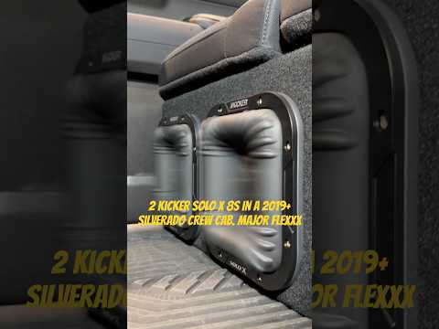 2 Kicker Solo X 8s L7X8 in our Custom Sub Box in a 2023 Silverado Powered by the Kicker Lx3000.1 Amp