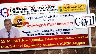Hydrology and water Resources: Infiltration Rate, Simulator by Mr. Milind Khamgaonkar