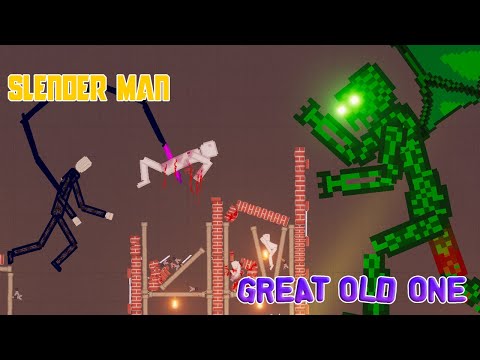 Slender Man and Great Old One Kill People on Lava - People Playground 1.21.3
