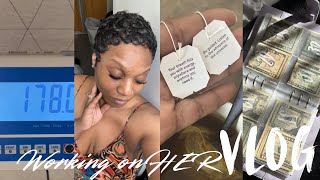 Working On Her: 11lbs Down in 23 Days | No Meat, No Sweets 💕Cash Stuffing