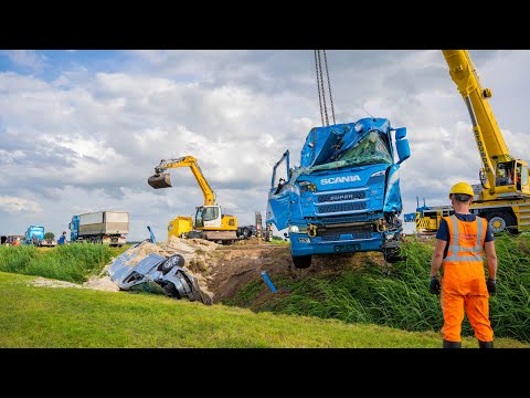 N307 tussen Kampen En Dronten dicht na heftig ongeluk: Auto belandt onder vrachtwagen