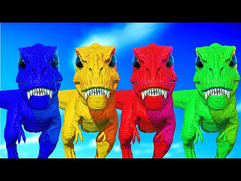 Green Alien Tyrannosaurus Rex Vs Hybrid Baryonx,Captain America Spinosaurus Dinosaurs Fight JWE