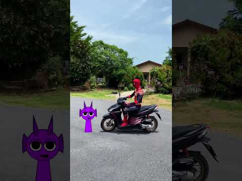 🕷️Spider-Man vs ✨Sprunki Durple | Incredibox Transformation in Reverse Motorcycle Scene