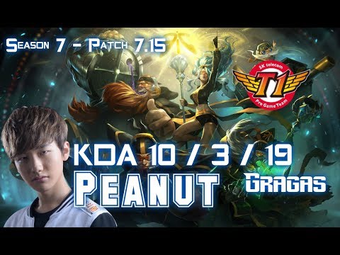 SKT T1 Peanut GRAGAS vs REK'SAI Jungle - Patch 7.15 KR Ranked