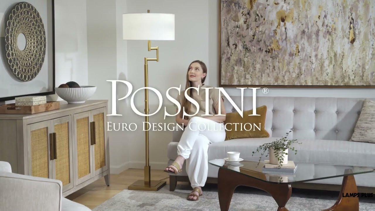 Video 1 Watch A Video About the Possini Euro Lyndon Warm Antique Gold Swing Arm Floor Lamp