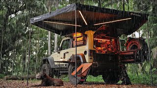 Download lagu COZY SOLO Camping in Heavy Tropical RAIN [ Relax, Sleep and Eat under a modular Awning, ASMR ] mp3
