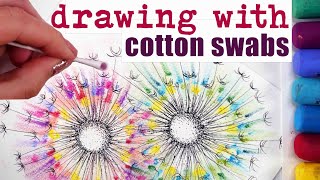 Use Cotton Swabs for Drawing Dandelions for Beginners ~ EASY Step by Step Dry Pastels