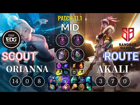 EDG Scout Orianna vs SB Route Akali Mid - KR Patch 11.1