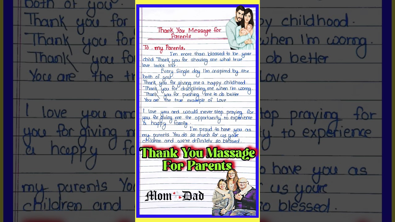 Thank you massage for parents l Thank you massage l Thank you letter for parents