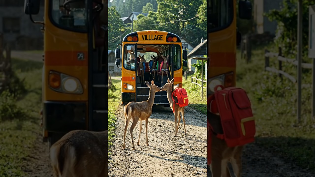 The baby deer has come home from school.