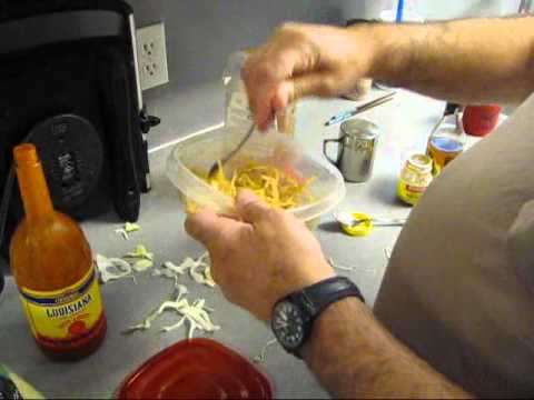 Cajun cole slaw & hot dogs with chili