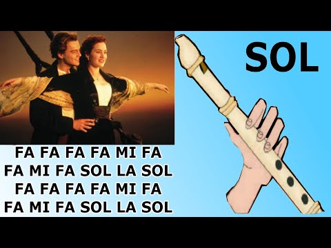 Titanic, flauta dulce fácil, tutorial con animación, easy flute recorder