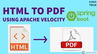 Apache Velocity - HTML to PDF file conversion and download using Spring boot.