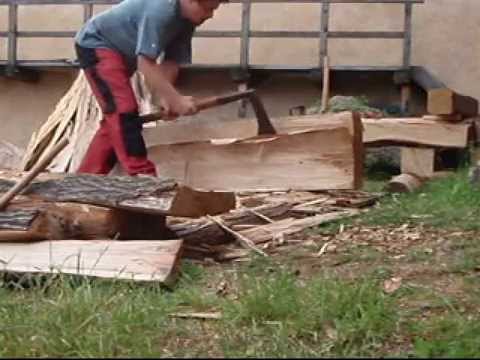 hewing with great medieval ax