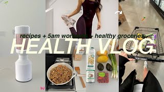 HEALTH VLOG🌱🍇*productive week* health routine + working out + recipes & hailey bieber smoothie