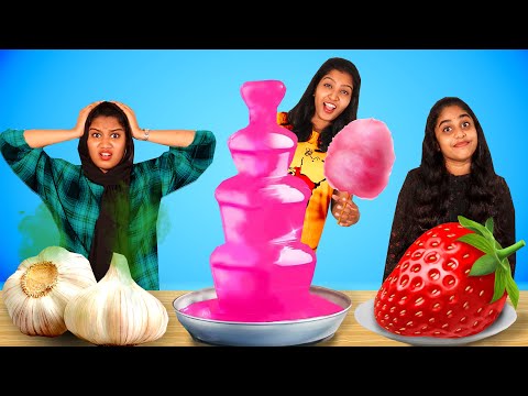 PINK CHOCOLATE FOUNTAIN FOOD CHALLENGE 🤩| പിങ്ക് ചോക്ലേറ്റ് യുദ്ധം | PULLOTHI