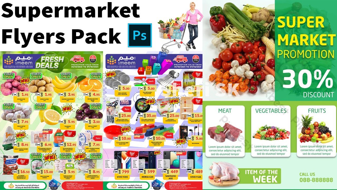 Supermarket Flyers Pack Download In PSD Files |Sheri Sk| |Products Flyers|