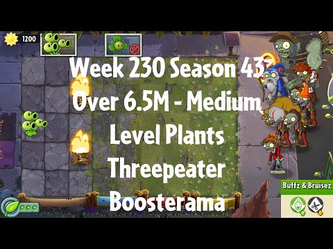 (Over 6.5M - Threepeater Boosterama) PvZ2 Arena Week 230 S43, Medium Level Plants - Jade League