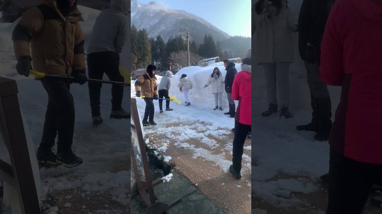 Trại nghiệm sinh hoạt dọn tuyết cho du khách tới thăm làng cổ ở Toyama #snow