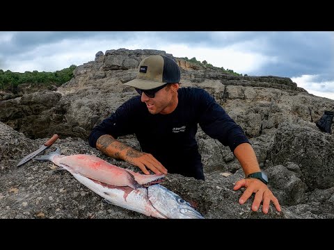 CAMPING ALONE ON A CLIFF - This fish was too big to eat