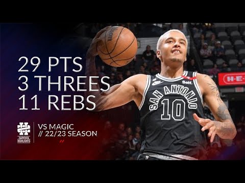 Jeremy Sochan 29 pts 3 threes 11 rebs vs Magic 22/23 season