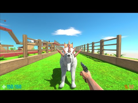 FPS Avatar with all weapons in battle with bloody horned units - Animal Revolt Battle Simulator