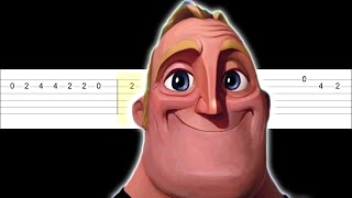 Mr Incredible Becoming Canny Meme - Robot Rock -Daft Punk (Easy Guitar Tabs Tutorial)