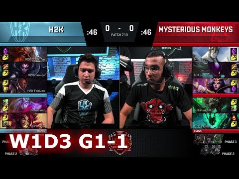 H2K Gaming vs Mysterious Monkeys | Game 1 S7 EU LCS Summer 2017 Week 1 Day 2 | H2K vs MM G1 W1D2