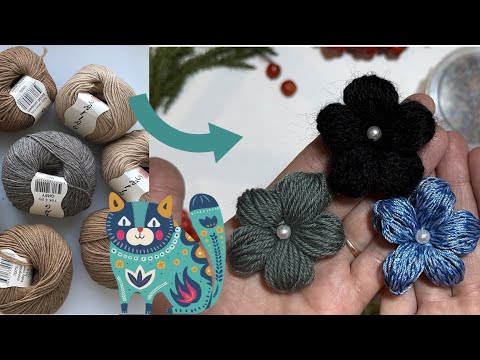 Amazing Flower Making idea using finger - Hand Embroidery design trick - diy woollen flowers
