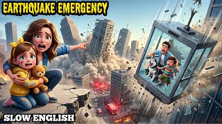 🏢 THE BIG EARTHQUAKE! Trapped in a Skyscraper | Slow English Story | A1/A2 English