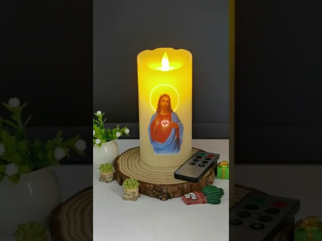 Vídeo relacionado con Tofficu Velas LED de Jesús con Base, Luz de Vela sin Llama, Decoración Religiosa Católica para Navidad, Semana Santa y Hogar, Luces LED Seguras para Dormitorio y Fiestas (paquete de 4)